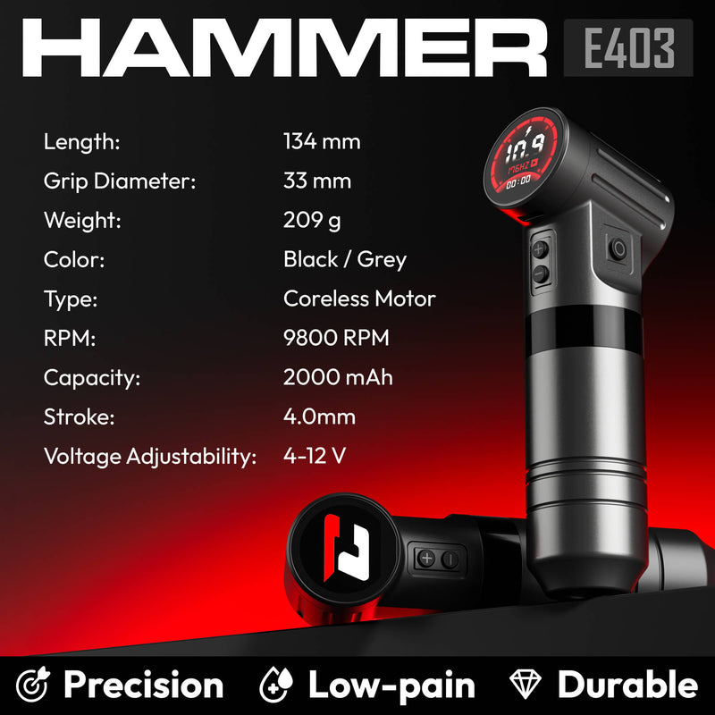 CNC Hammer Tattoo Machine Black