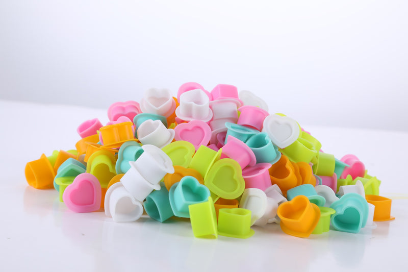 Silicone Heart Ink Cups - 100 Cups - Pink or Mixed