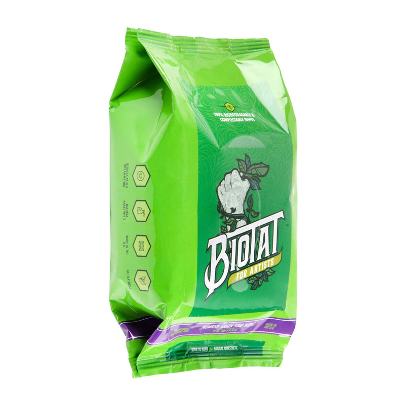Biotat Numbing Green Soap Wipes – Natural Biodegradable Tattoo Wipes (Pack of 40)