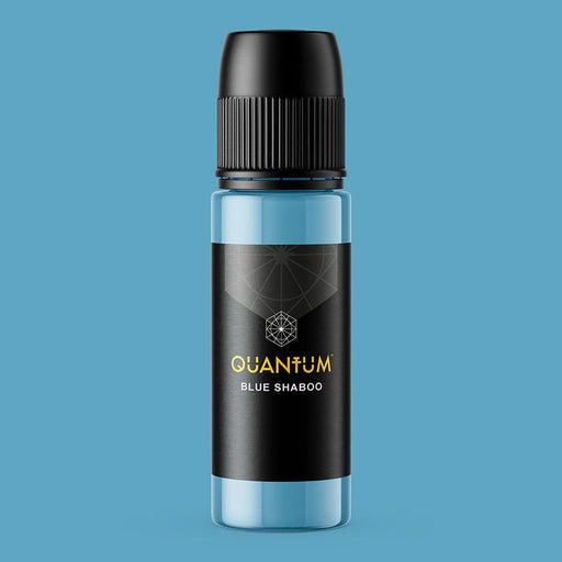 Quantum Blue Shaboo light blue tattoo ink bottle made in the USA, vegan pigment for professional tattoo artists