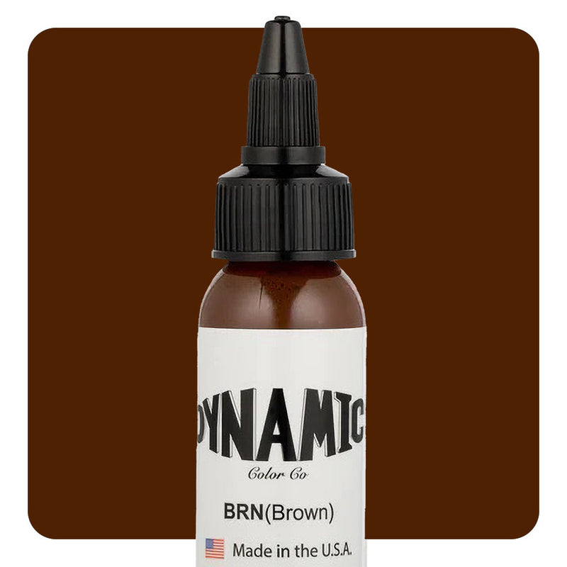 Dynamic Color Brown Tattoo Ink – 1oz bottle with warm brown pigment for realistic and earthy tattoo designs