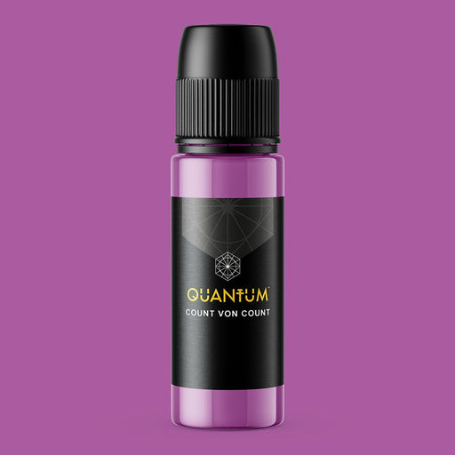 Quantum Count Von Count purple tattoo ink bottle made in the USA, vegan acrylic-free pigment for professional tattoo artists