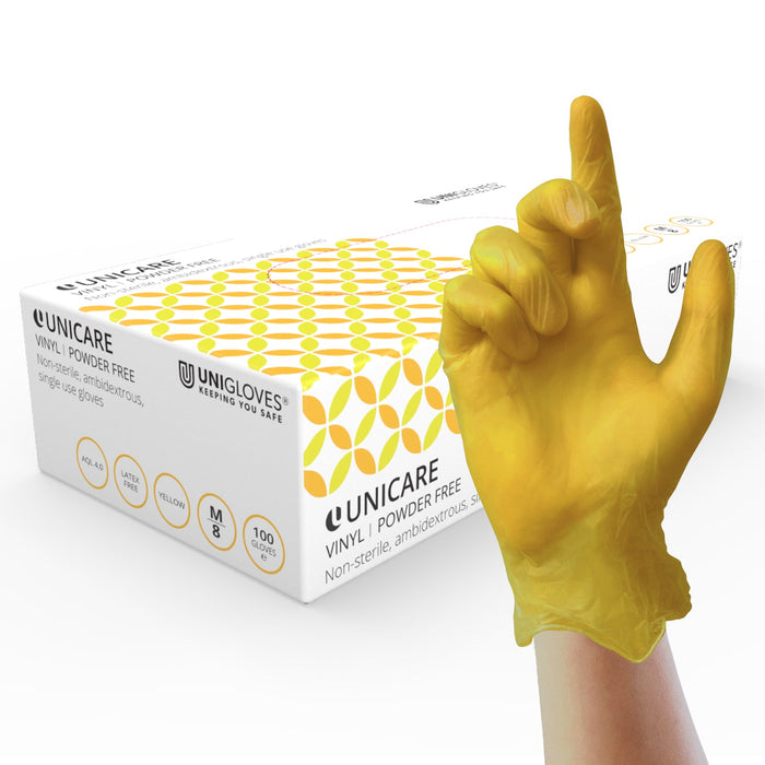Unicare Vinyl Gloves Yellow-  Case of 10
