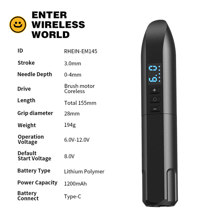 Rhein Wireless SPMU Tattoo Machine / Pen Digital Display