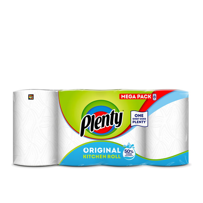 Plenty The Original One 100 Sheets Kitchen Roll (Pack of 8)