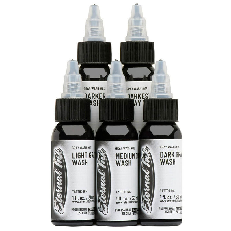 Eternal Ink Graywash Tattoo Ink Set (5 x 2oz Bottles)