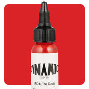 Dynamic Color Fire Red Tattoo Ink – 1oz bottle with vivid red pigment for traditional and neo-traditional tattoos