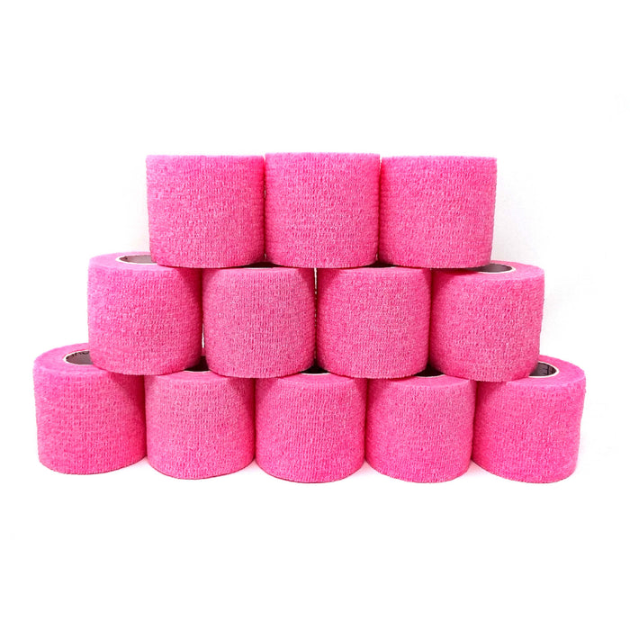 Inksafe Pink Cohesive Bandages / Grip Wrap 5cm x 4.5m (Box of 12)