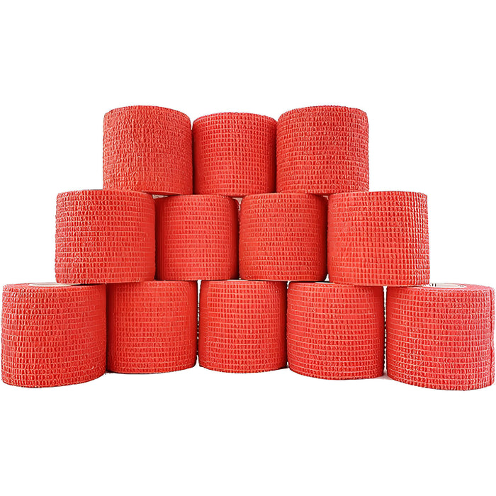 Inksafe Red Cohesive Bandages / Grip Wrap (Box of 12)