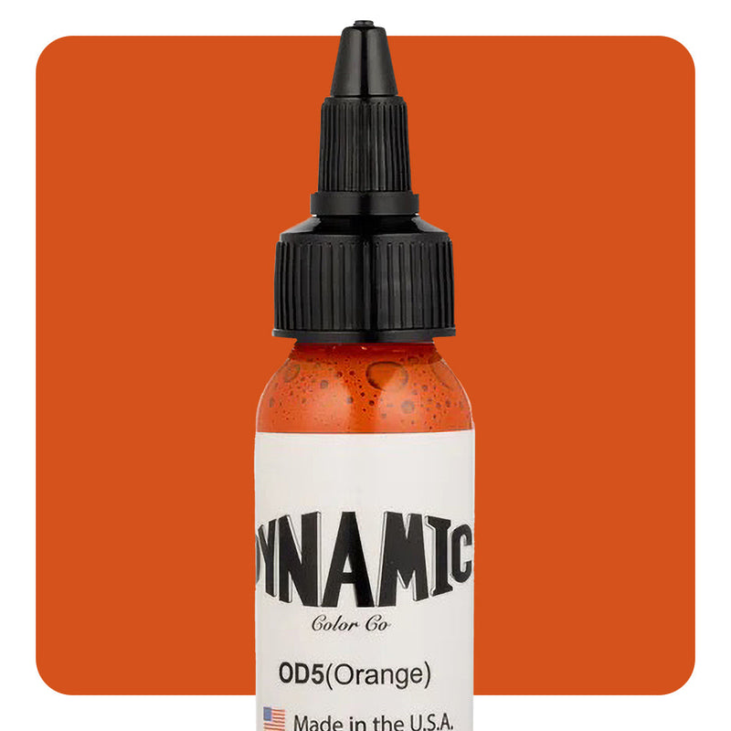 Dynamic Color Orange Tattoo Ink – 1oz bottle with vibrant orange pigment for bold tattoo designs