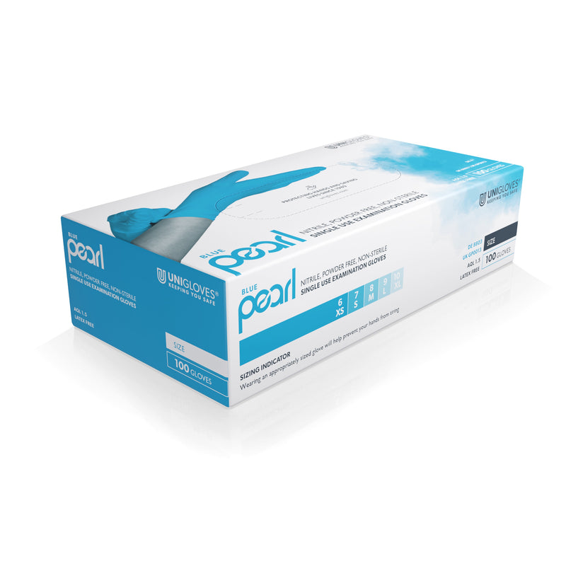 Unigloves Blue Pearl Nitrile  Gloves (Case of 10)