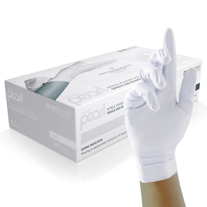 Unigloves White Pearl Nitrile Gloves (Case of 10)