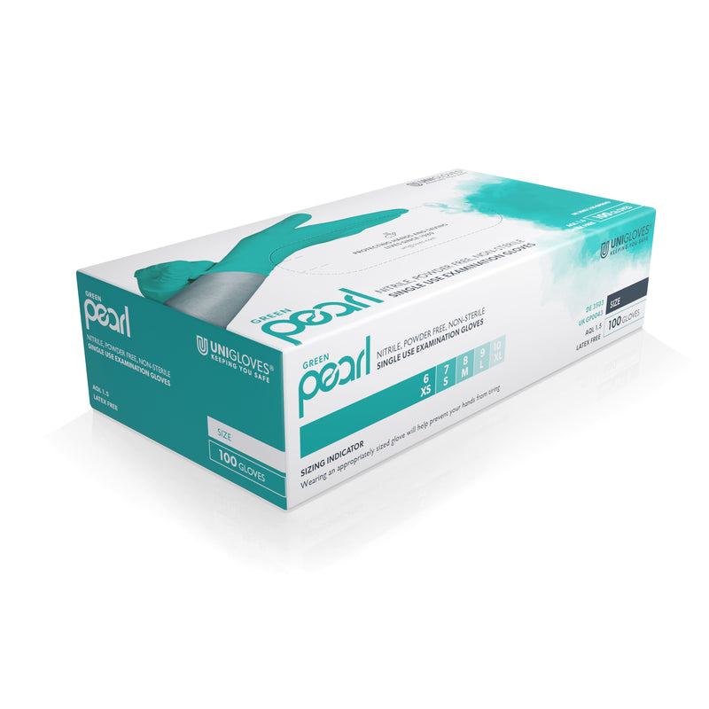 Unigloves Green Pearl Nitrile Gloves (Case of 10)