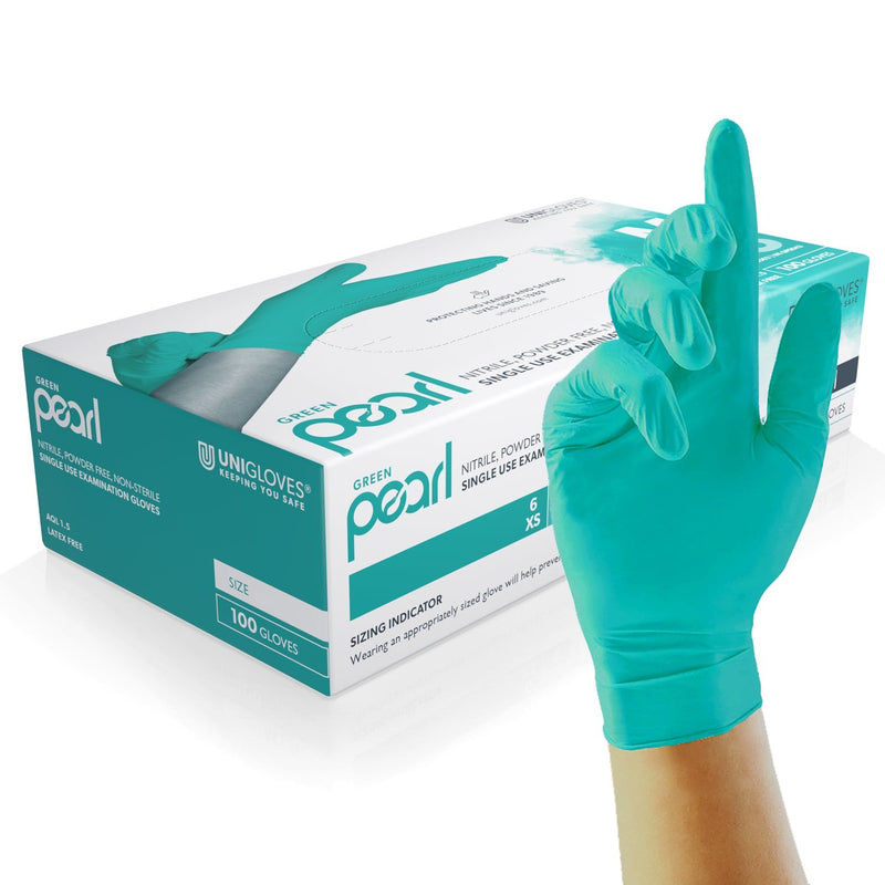 Unigloves Green Pearl Nitrile Gloves (Case of 10)