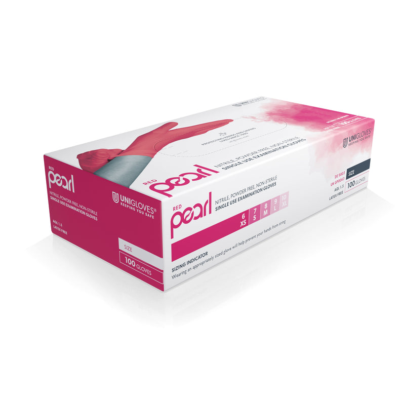 Unigloves Red Pearl Nitrile Gloves (Case of 10)