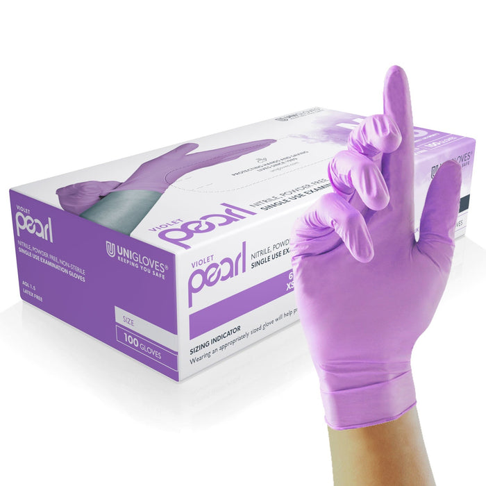 Unigloves Violet Pearl Nitrile Gloves (Case of 10)