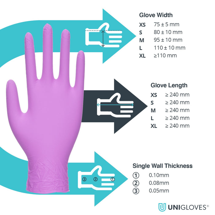 Unigloves Violet Pearl Nitrile Gloves (Case of 10)