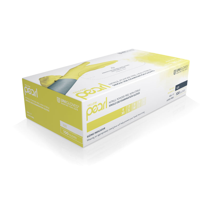 Unigloves Yellow Pearl Nitrile Gloves (Case of 10)