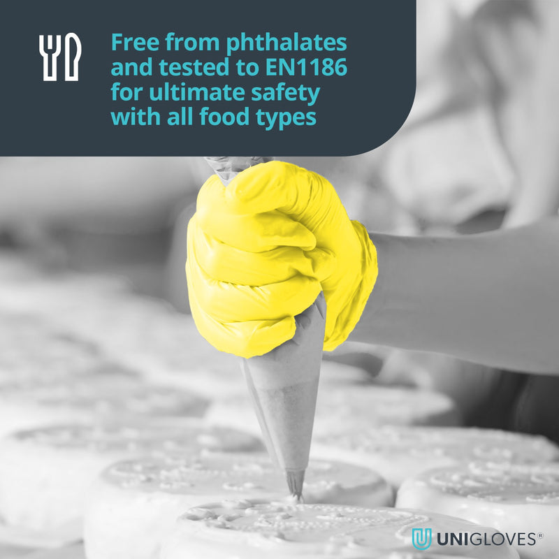 Unigloves Yellow Pearl Nitrile Gloves (Case of 10)