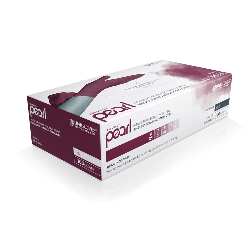 Unigloves Burgundy Pearl Nitrile Gloves (Case of 10)
