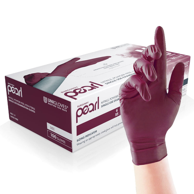Unigloves Burgundy Pearl Nitrile Gloves (Case of 10)