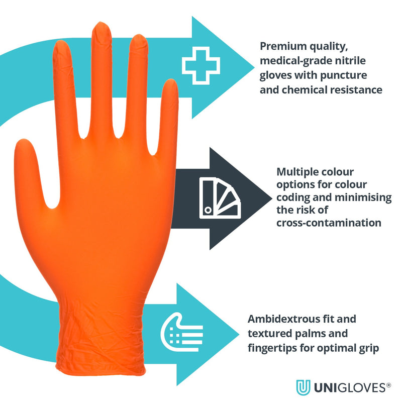 Unigloves Orange Pearl Nitrile Gloves (Case of 10)