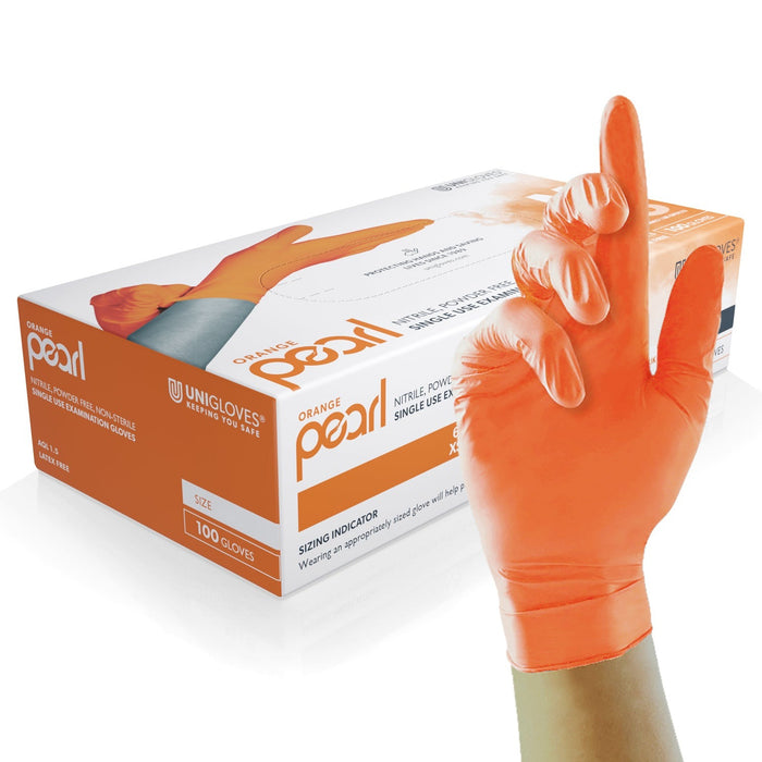 Unigloves Orange Pearl Nitrile Gloves (Case of 10)