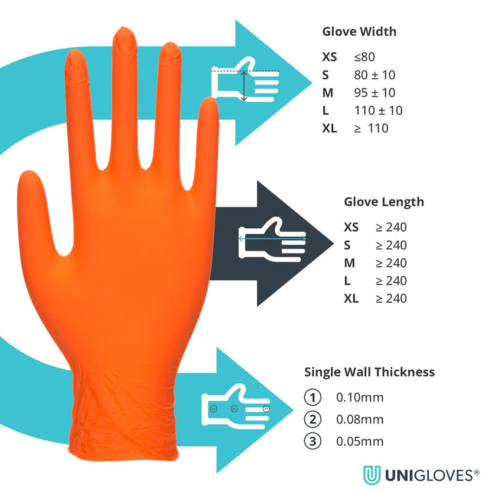 Unigloves Orange Pearl Nitrile Gloves (Case of 10)