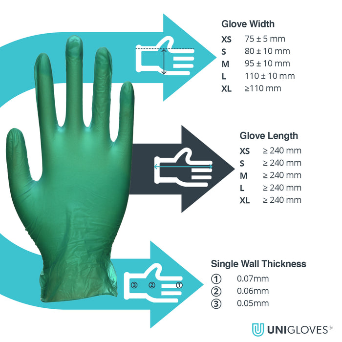 Unicare Vinyl Gloves Green  -  Case of 10