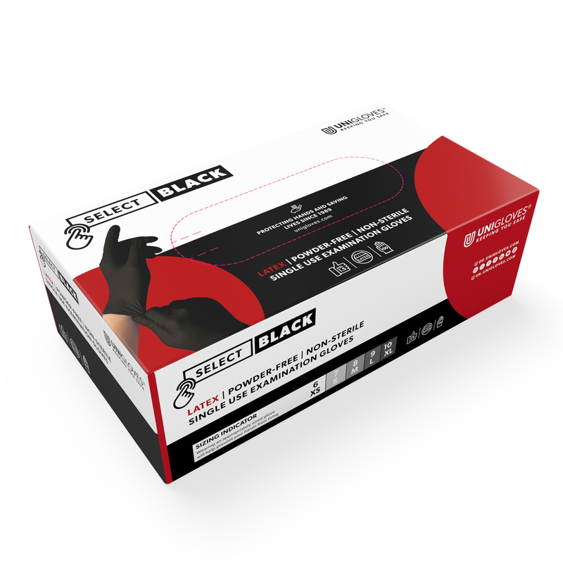 Unigloves Select Black Latex Gloves