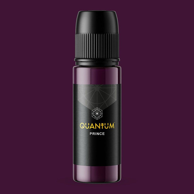 Quantum Prince purple tattoo ink bottle made in the USA, vegan acrylic-free pigment for professional tattoo artists