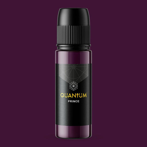 Quantum Prince purple tattoo ink bottle made in the USA, vegan acrylic-free pigment for professional tattoo artists