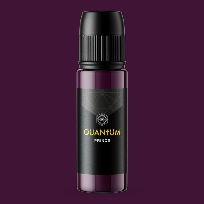 Quantum Prince purple tattoo ink bottle made in the USA, vegan acrylic-free pigment for professional tattoo artists