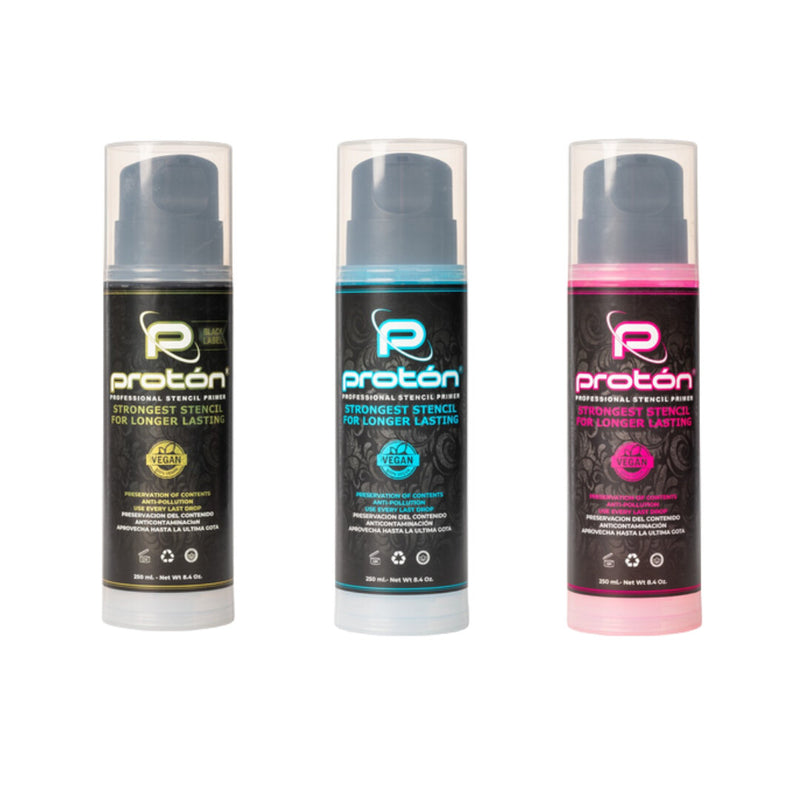 Proton Stencil Primer Airless System – Black Label, Blue, or Pink – 100ml & 250ml bottles