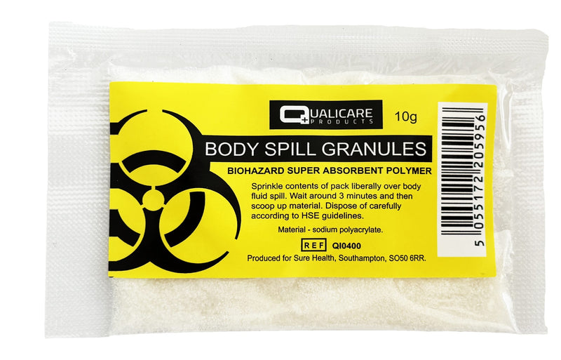 Qualicare Liquid Solidifier - Spill / Absorbent Granules Powder 10g / 100g / 500g