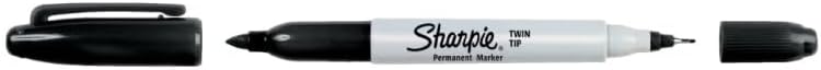 Two Sharpie permanent markers, one black and one with a white cap, on a white background.
