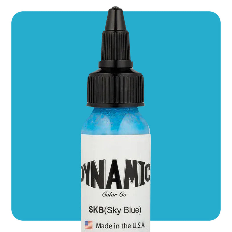Dynamic Color Sky Blue Tattoo Ink – 1oz bottle for vibrant skies, smooth gradients, and atmospheric tattoo work