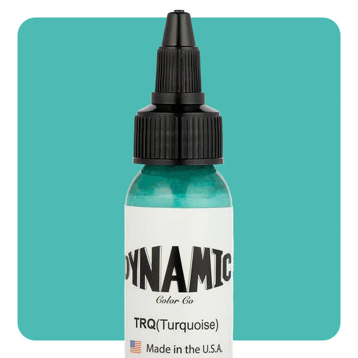 Dynamic Color Turquoise Tattoo Ink – 1oz bottle with rich turquoise pigment for aquatic and surreal tattoo styles