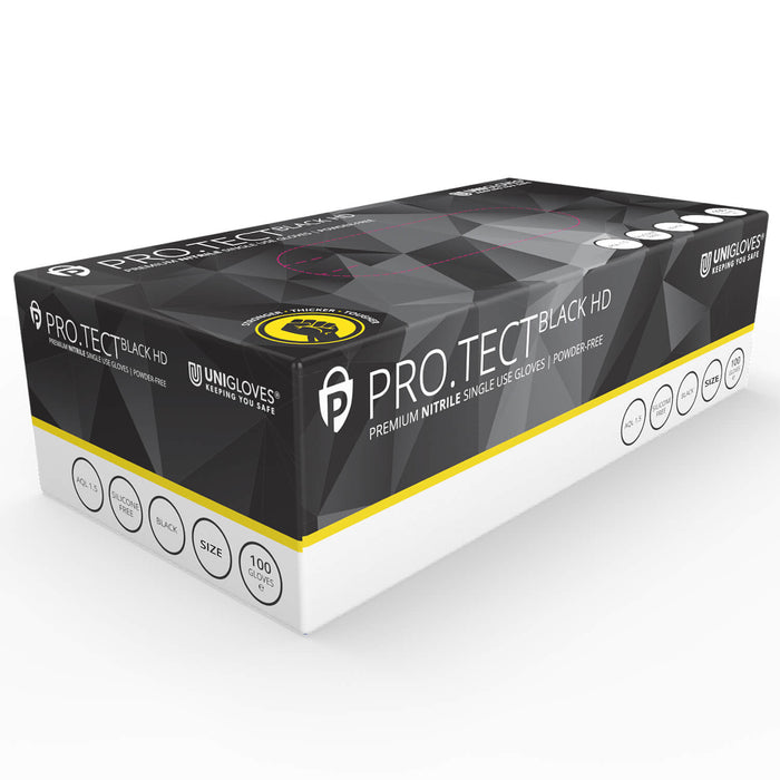 Uniglove PRO.TECT Black HD Nitrile Gloves (Box of 100)