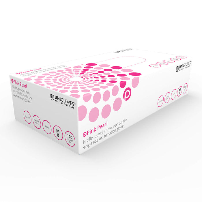 Unigloves Pink Pearl Nitrile Gloves (Box of 100)