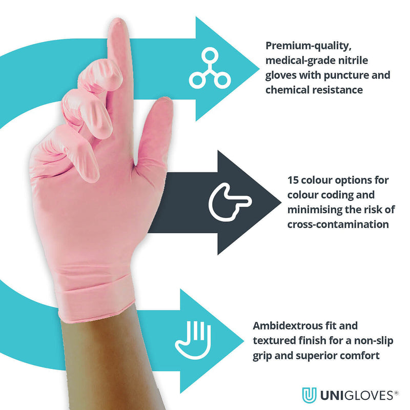 Unigloves Pink Pearl Nitrile Gloves