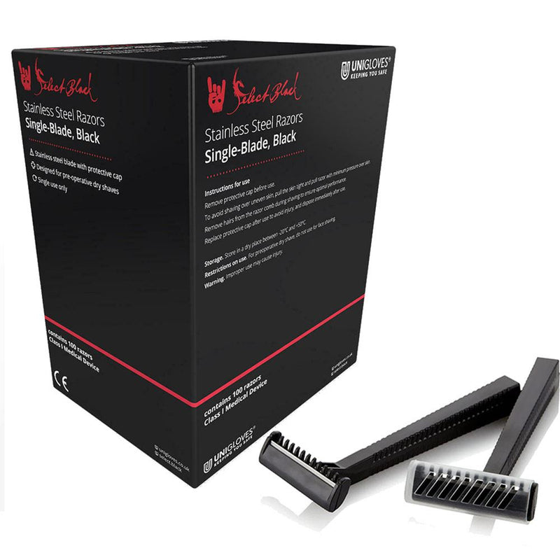 Unigloves Select Black Razors (Box of 100)