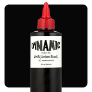 Dynamic Color REACH Black Tattoo Ink – 1oz and 8oz bottles with matte black pigment for EU-compliant tattooing