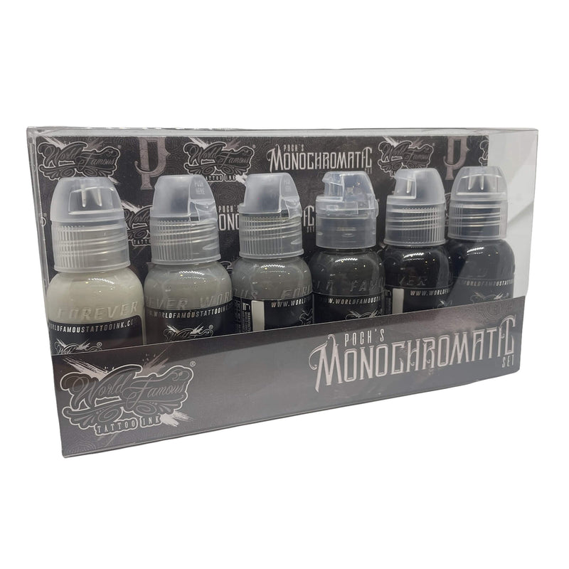 World Famous Monochromatic Tattoo Ink Set 0f 6 (Various Sizes)