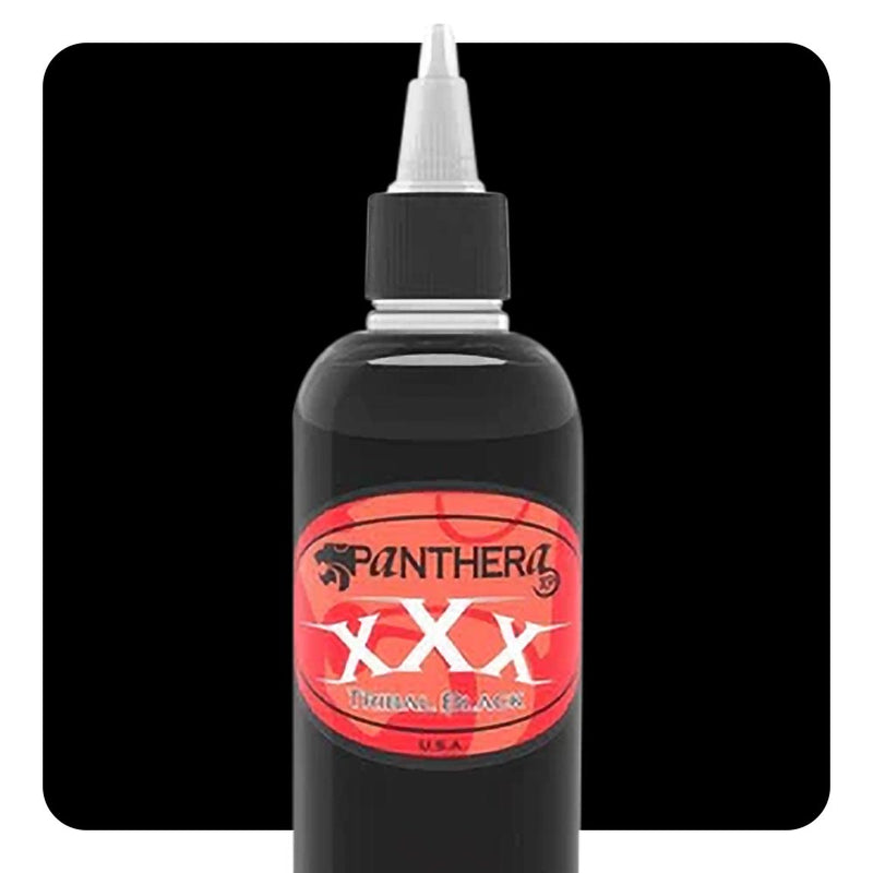 Panthera Tribal XXX Tattoo Ink – Ultra-black ink bottles in 30ml and 150ml for solid fills and linework