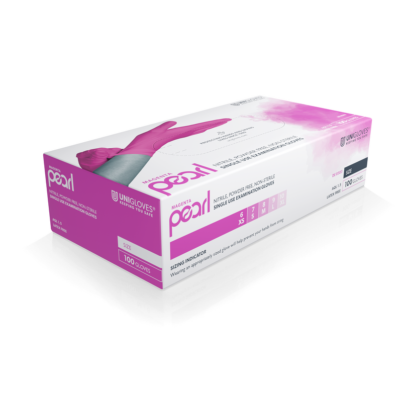 Unigloves Magenta Pearl Pearl Nitrile Gloves (Various Sizes)