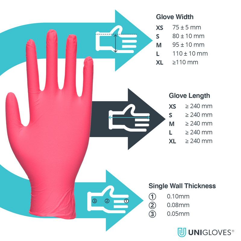 Unigloves Magenta Pearl Pearl Nitrile Gloves (Various Sizes)
