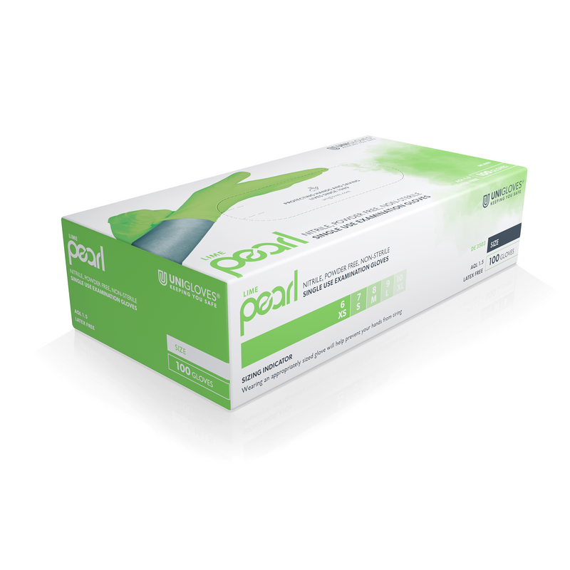 Unigloves Lime Pearl Nitrile Gloves (Cases Of 10)