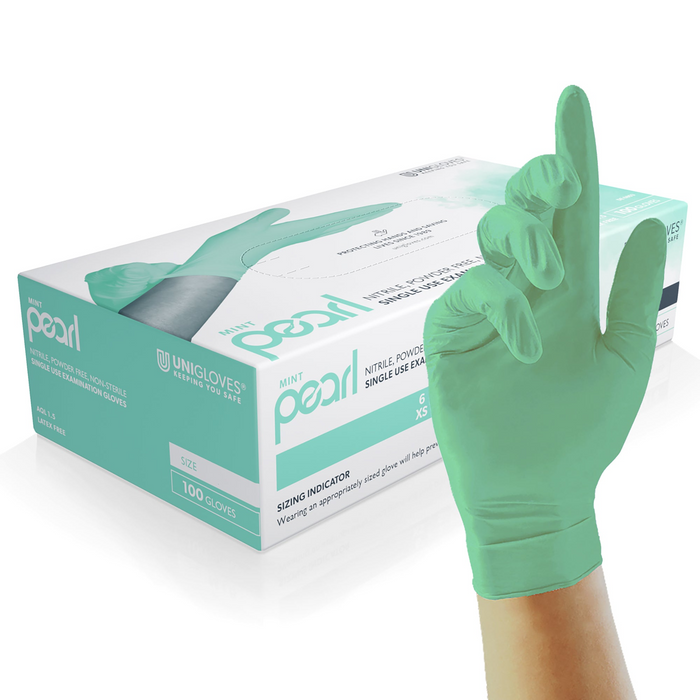 Unigloves Mint Pearl Nitrile Gloves (Case of 10)