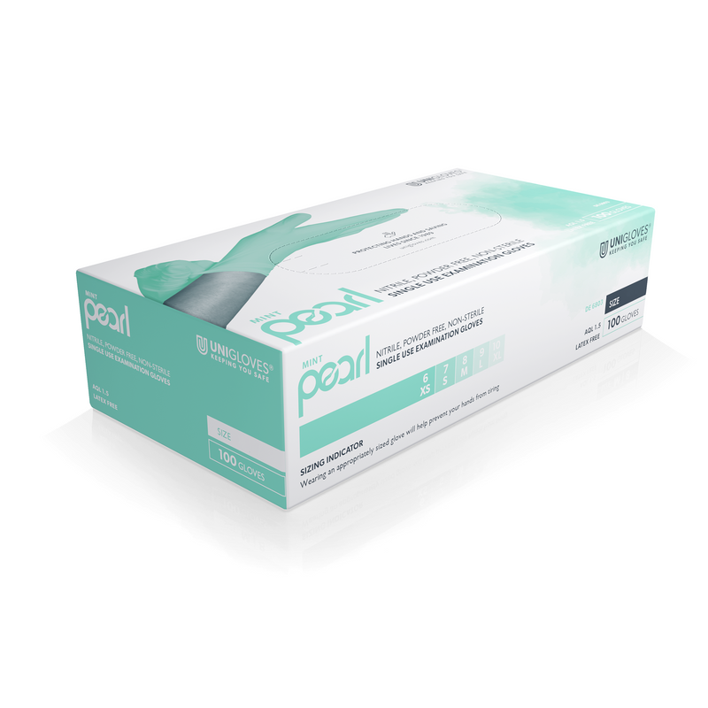 Unigloves Mint Pearl Nitrile Gloves (Case of 10)